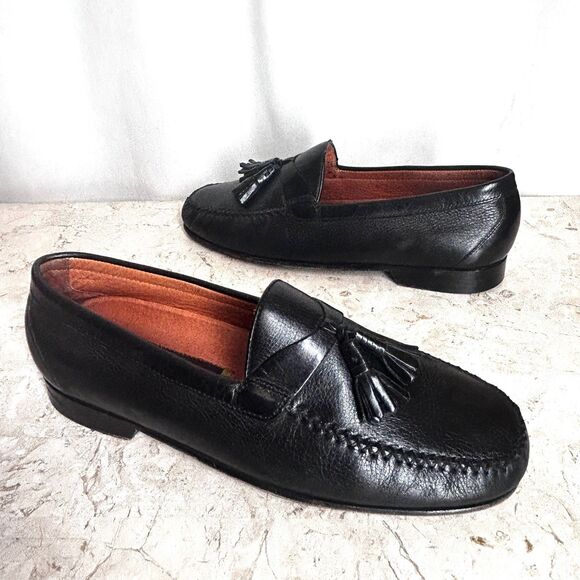 Johnston Murphy Shoes Mens 11 M Black Leather Loafers Tassels Office Date Night main image 8